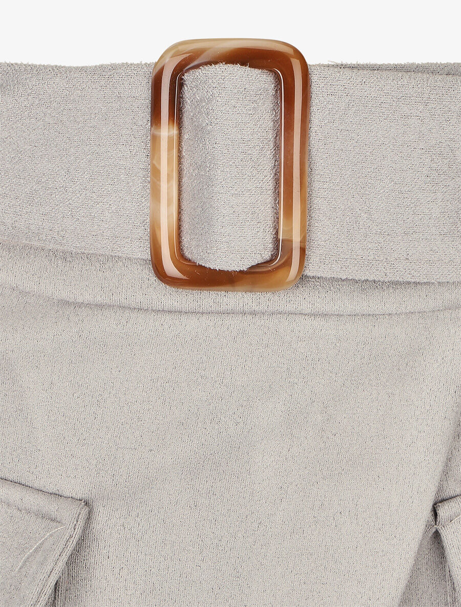 Jupe short en suédine - Gris clair - Image 3