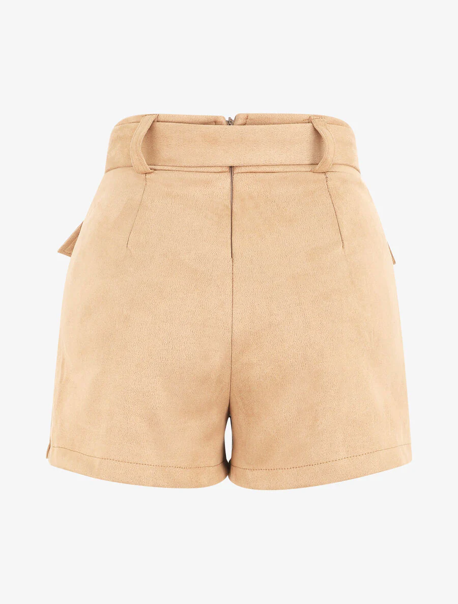 Jupe short en suédine - Camel clair - Image 2