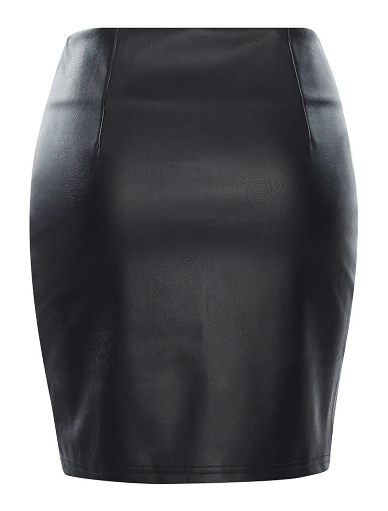 Jupe simili zips à l'avant - noir - Image 2