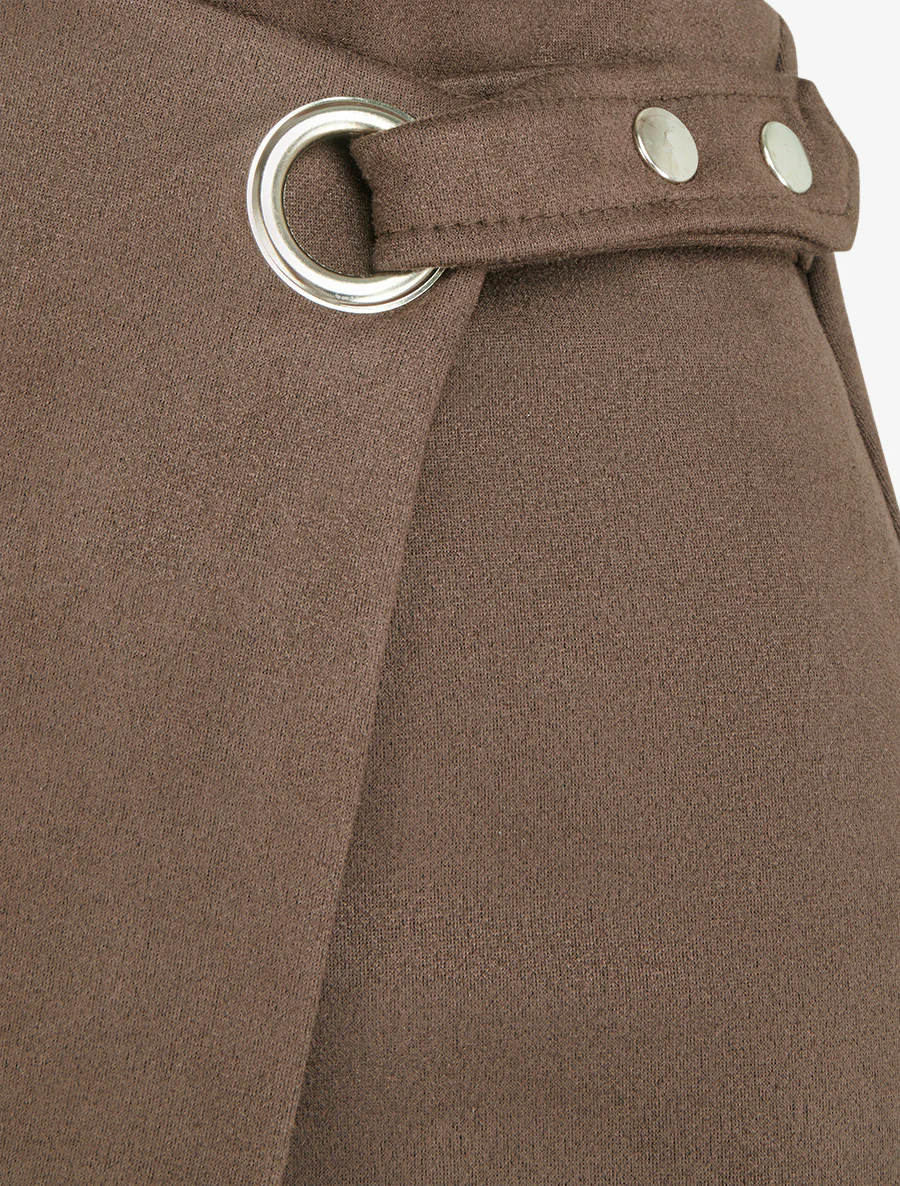 Jupe style portefeuille à oeillet - Marron - Image 3