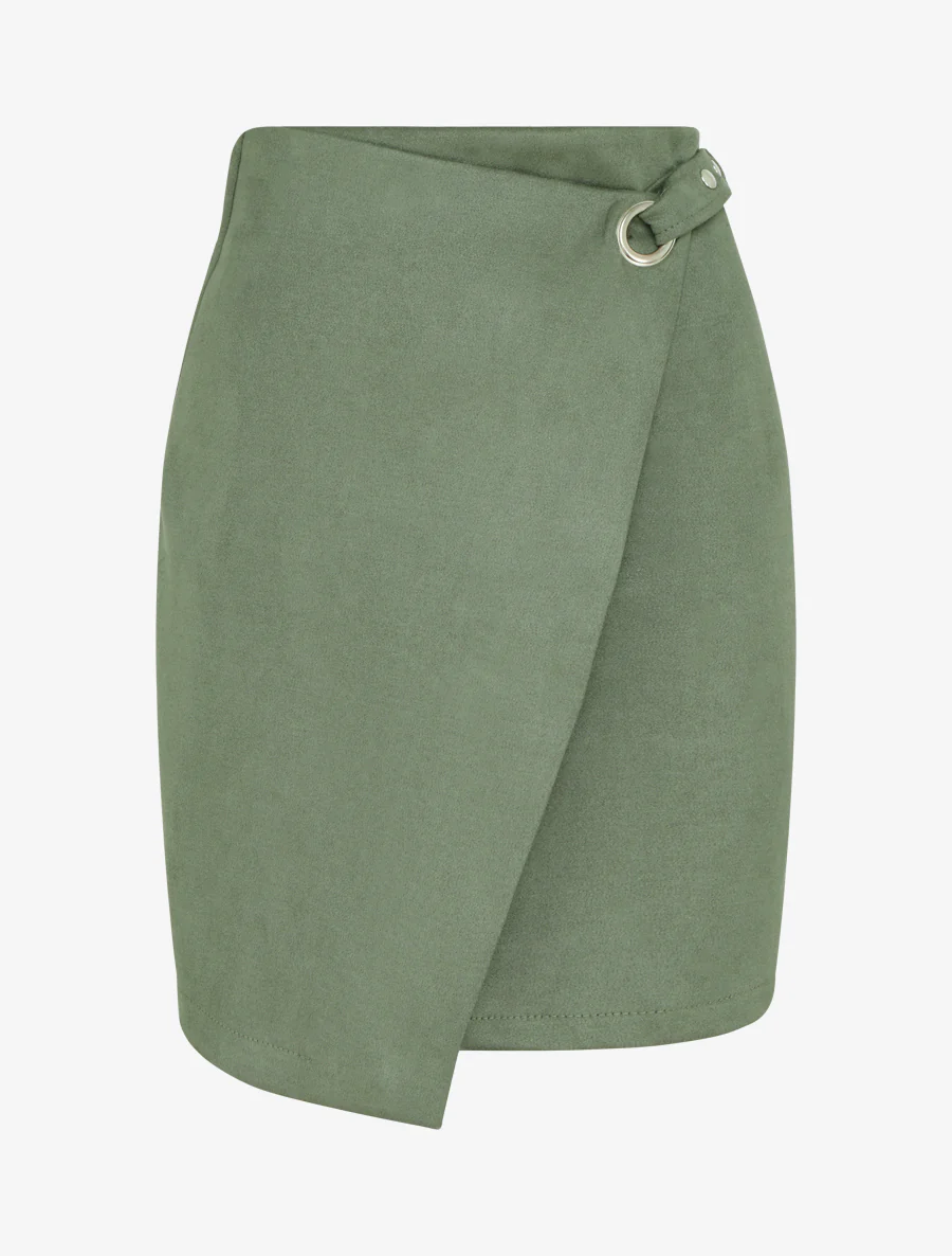 Jupe style portefeuille à oeillet - Kaki