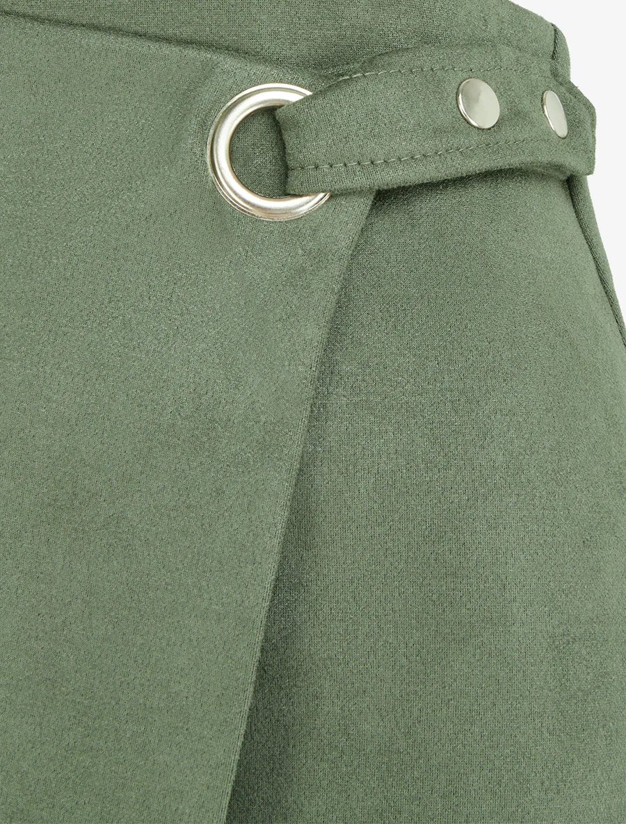 Jupe style portefeuille à oeillet - Kaki - Image 3