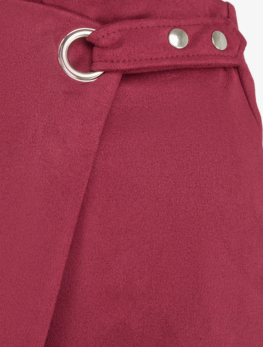 Jupe style portefeuille à oeillet - Lie de vin - Image 3