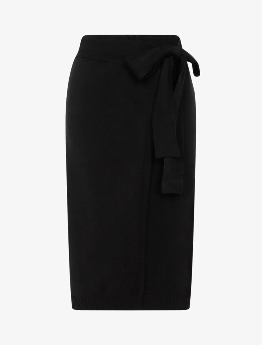 Jupe style portefeuille en maille - Noir
