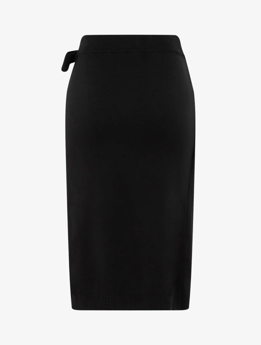 Jupe style portefeuille en maille - Noir - Image 2