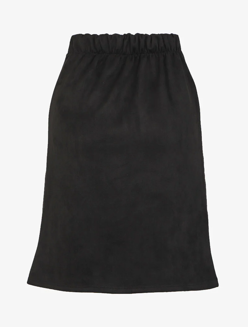Jupe suédée à fermeture boutonnée - Noir - Image 2