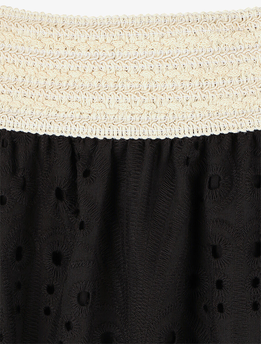 Jupe taille haute ajourée - Noir - Image 3