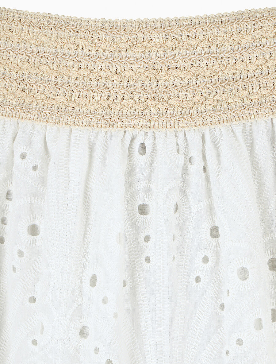 Jupe taille haute ajourée - Blanc - Image 3