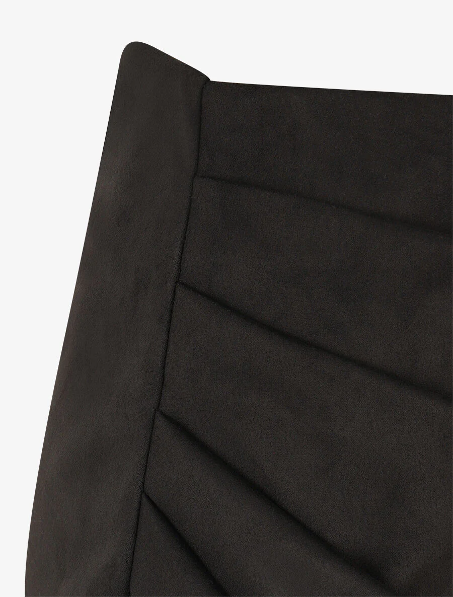 Jupe taille haute en suédine style portefeuille - Noir - Image 3
