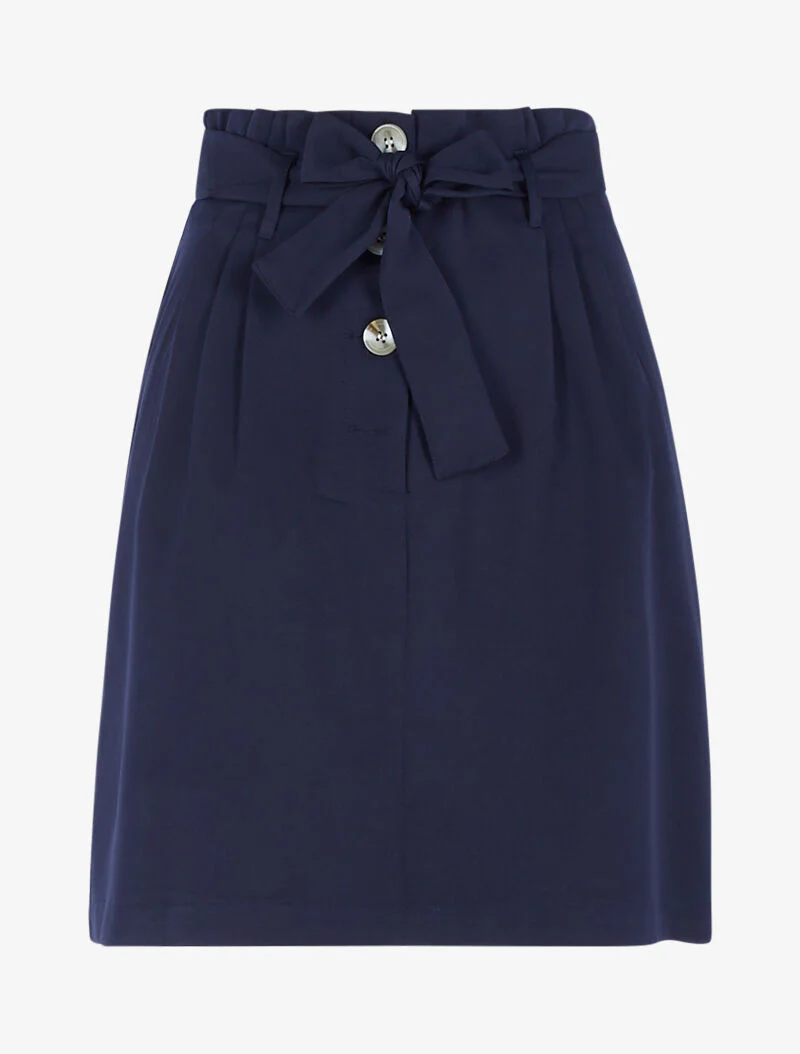 Jupe taille haute paper bag - bleu nuit
