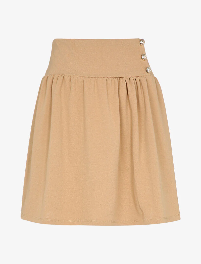 Jupe taille haute patineuse - Beige