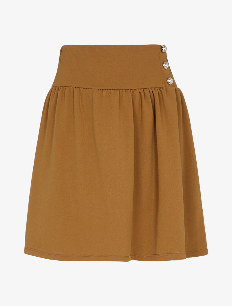 Jupe taille haute patineuse - Camel