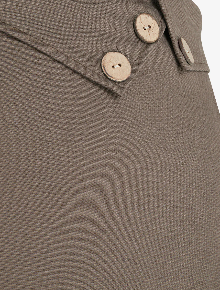 Jupe trapèze à rabats boutonnés - Taupe - Image 3