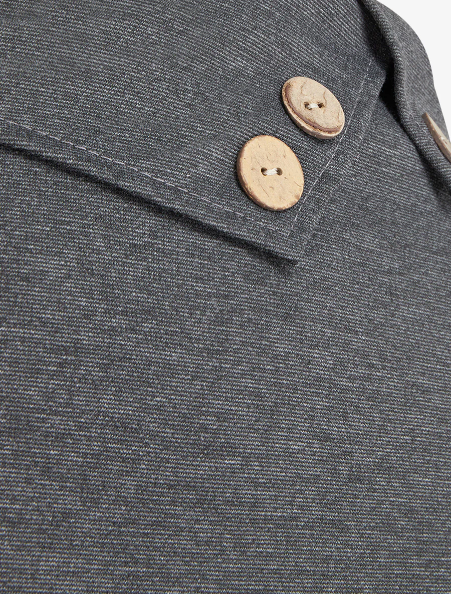 Jupe trapèze à rabats boutonnés - Gris anthracite - Image 3