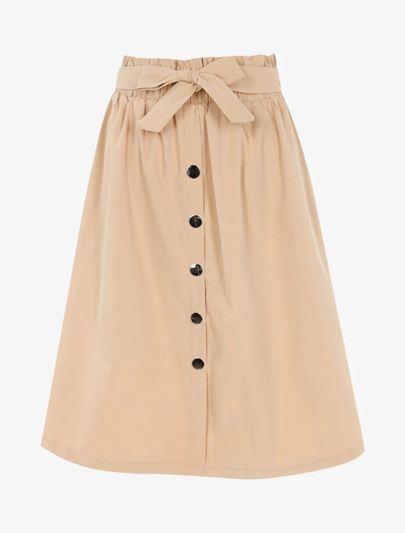 Jupe trapèze boutonnée - beige