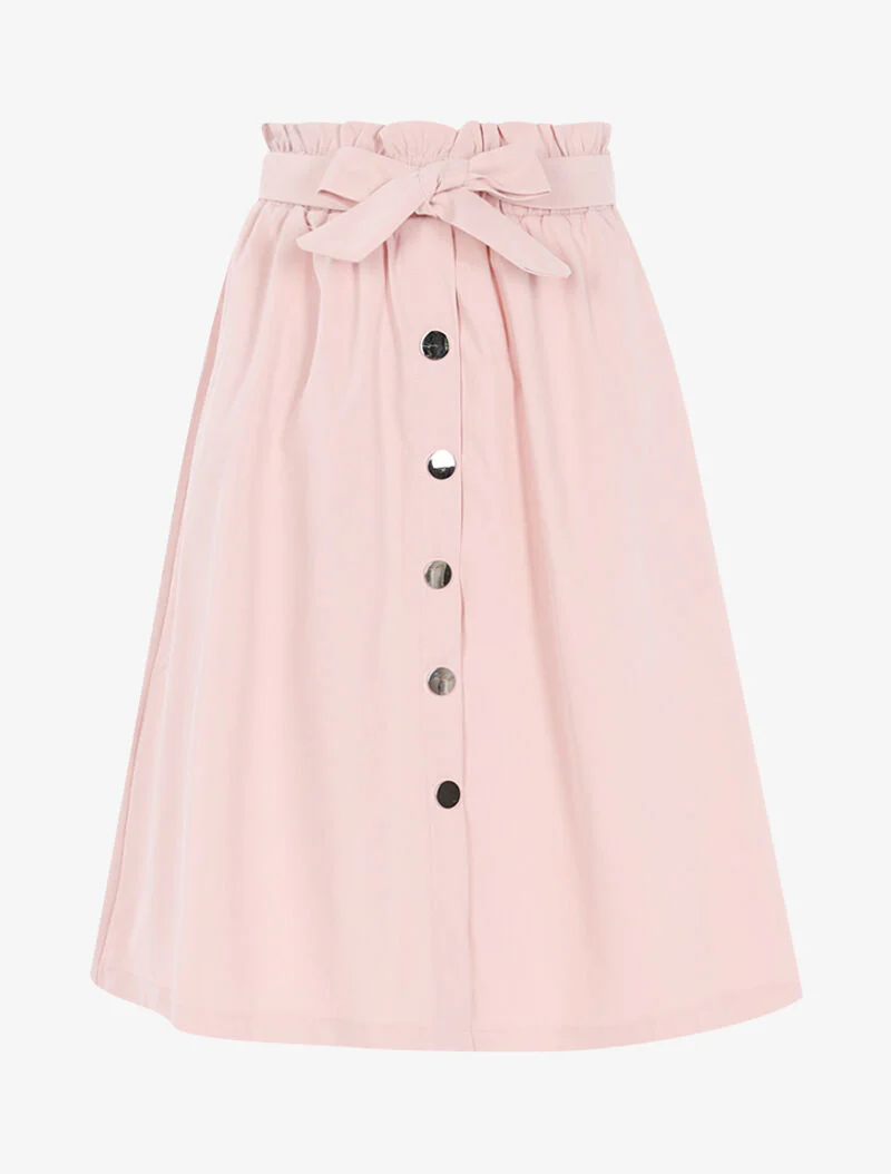Jupe trapèze boutonnée - rose
