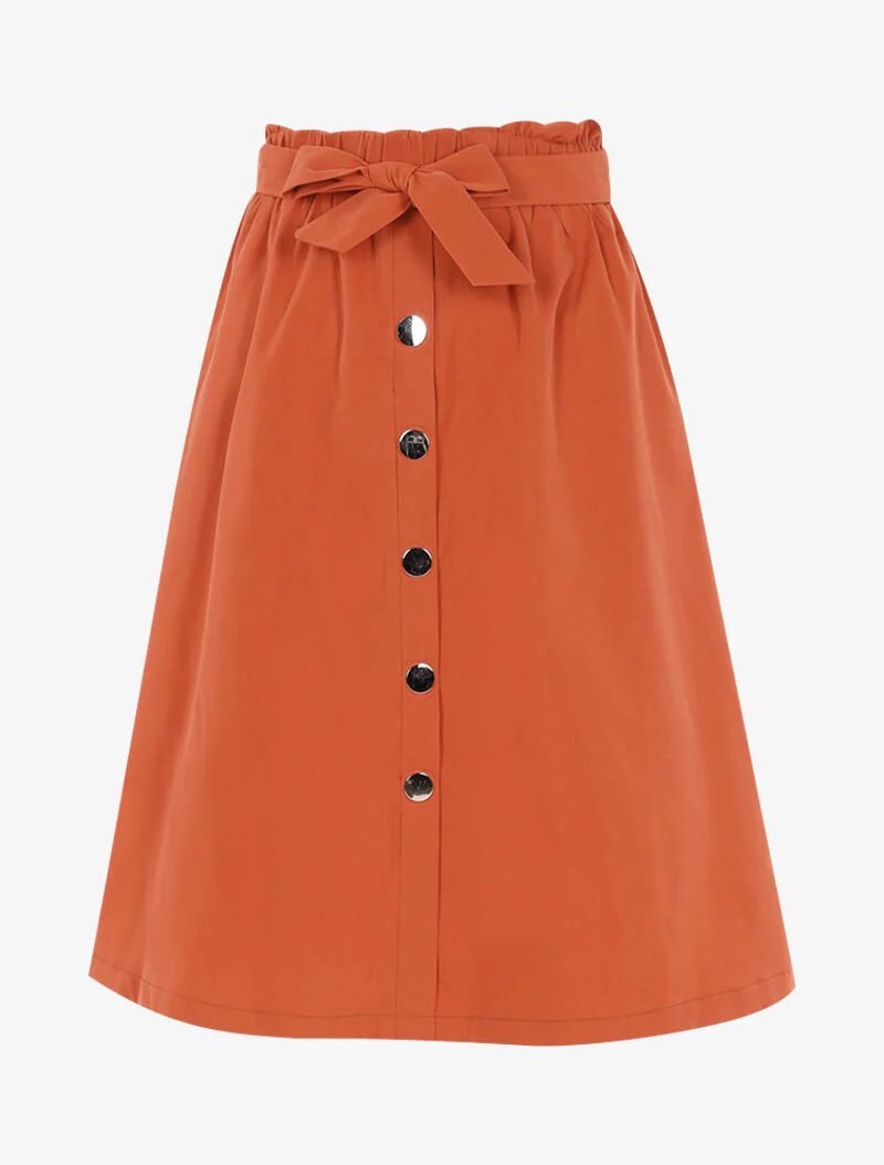 Jupe trapèze boutonnée - orange