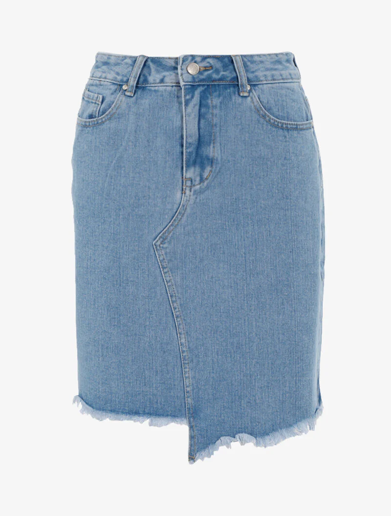 Jupe trapèze destroy - bleu denim