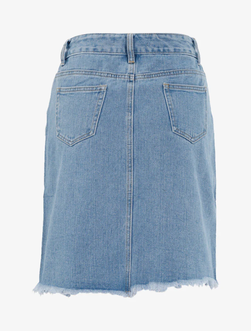 Jupe trapèze destroy - bleu denim - Image 2