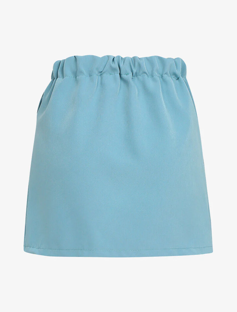 Jupe trompe l'oeil à côté plissé - turquoise - Image 2