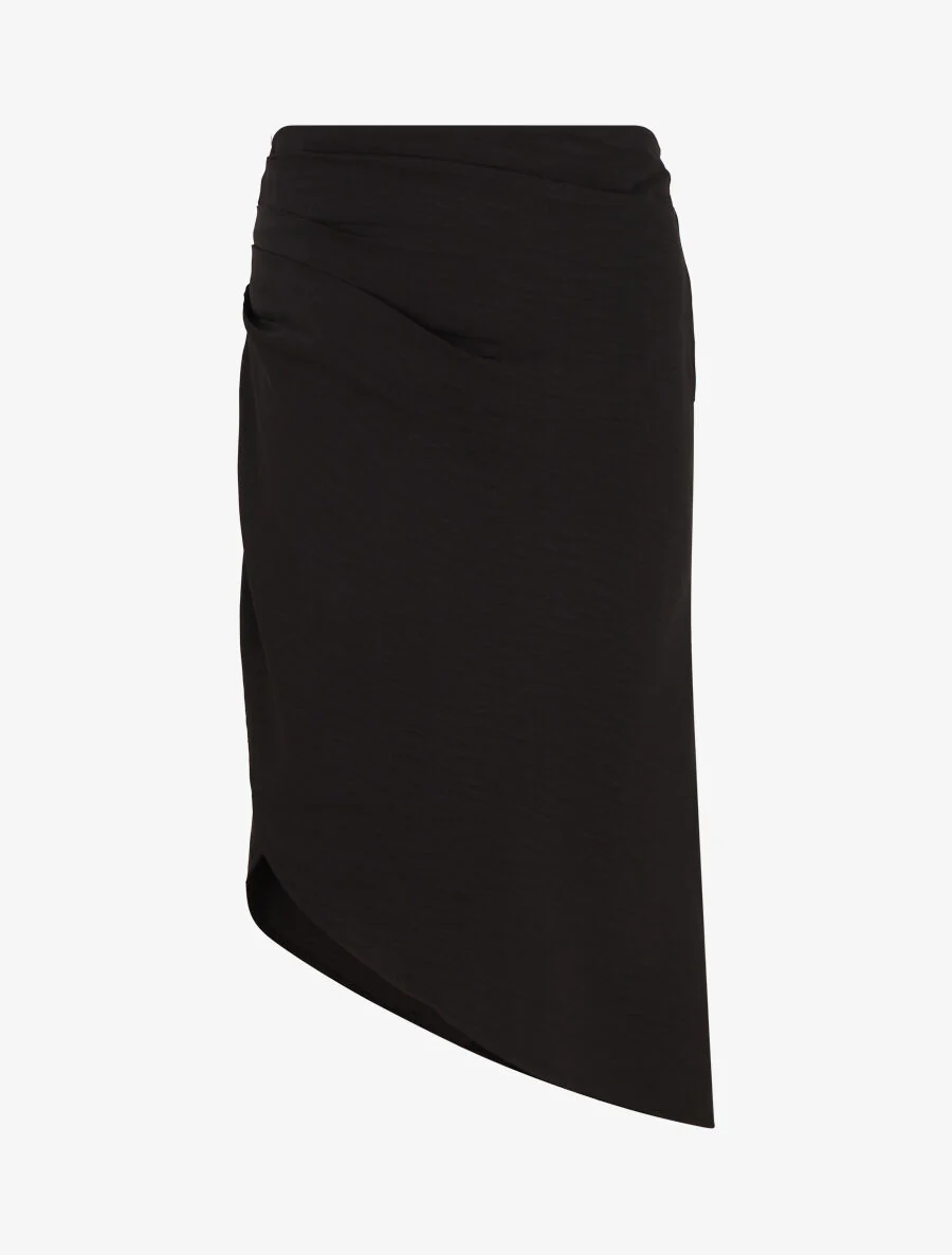 Jupe uni asymétrique effet drapé - Noir