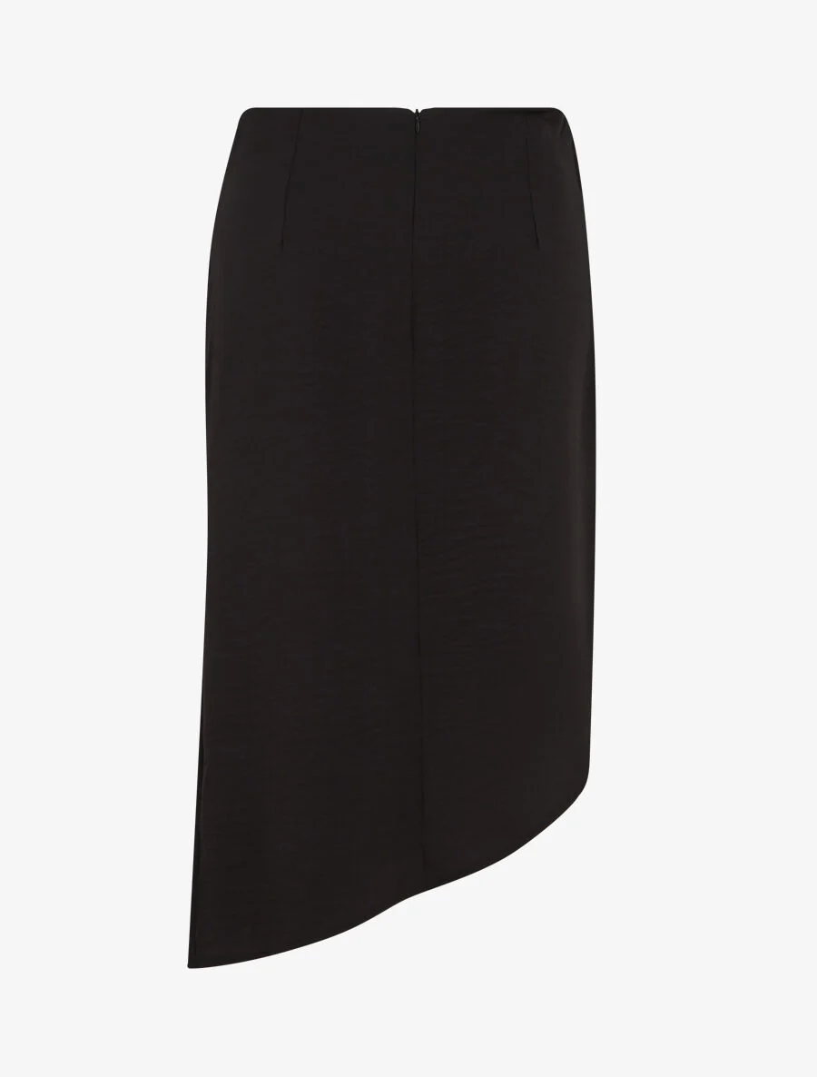 Jupe uni asymétrique effet drapé - Noir - Image 2
