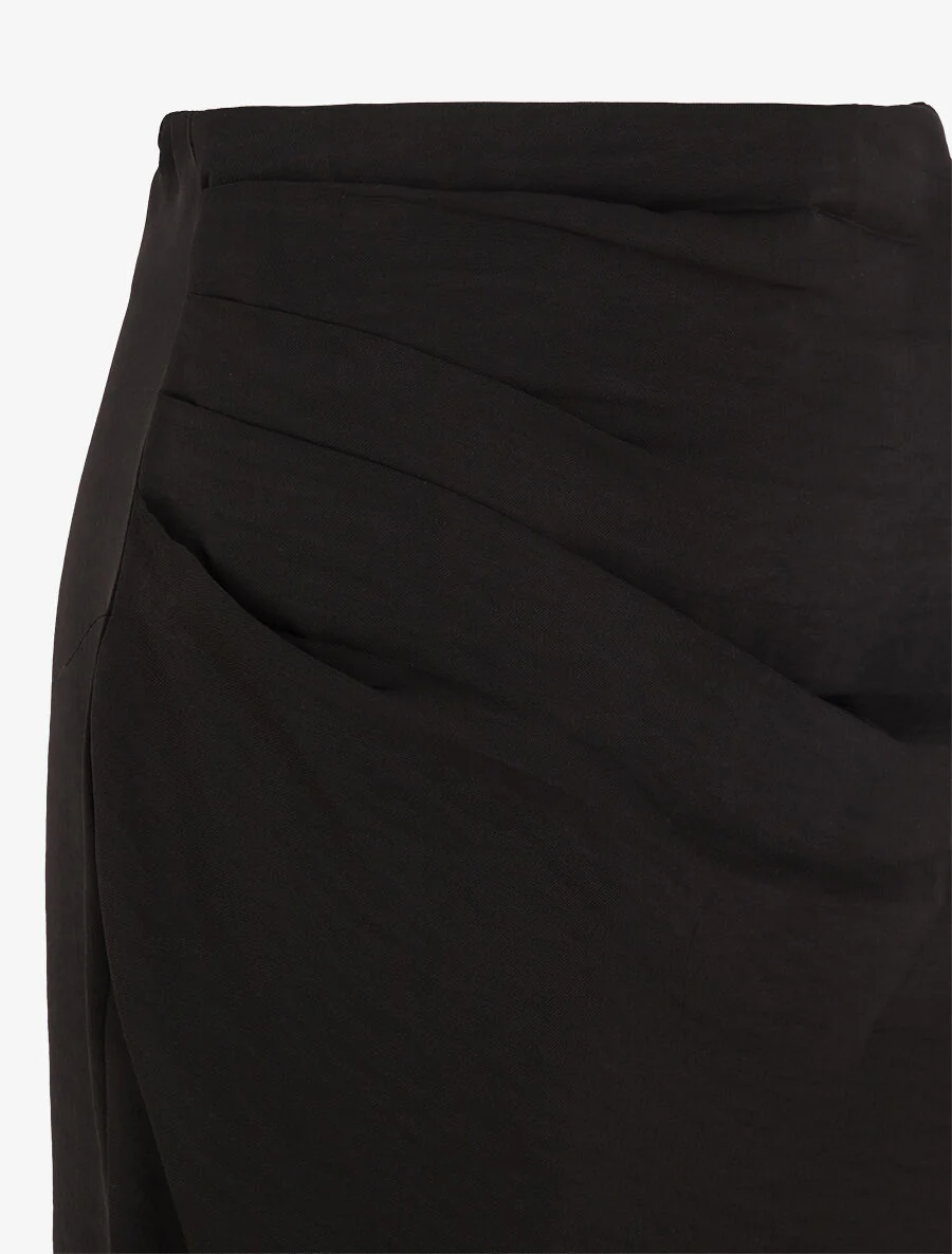 Jupe uni asymétrique effet drapé - Noir - Image 3