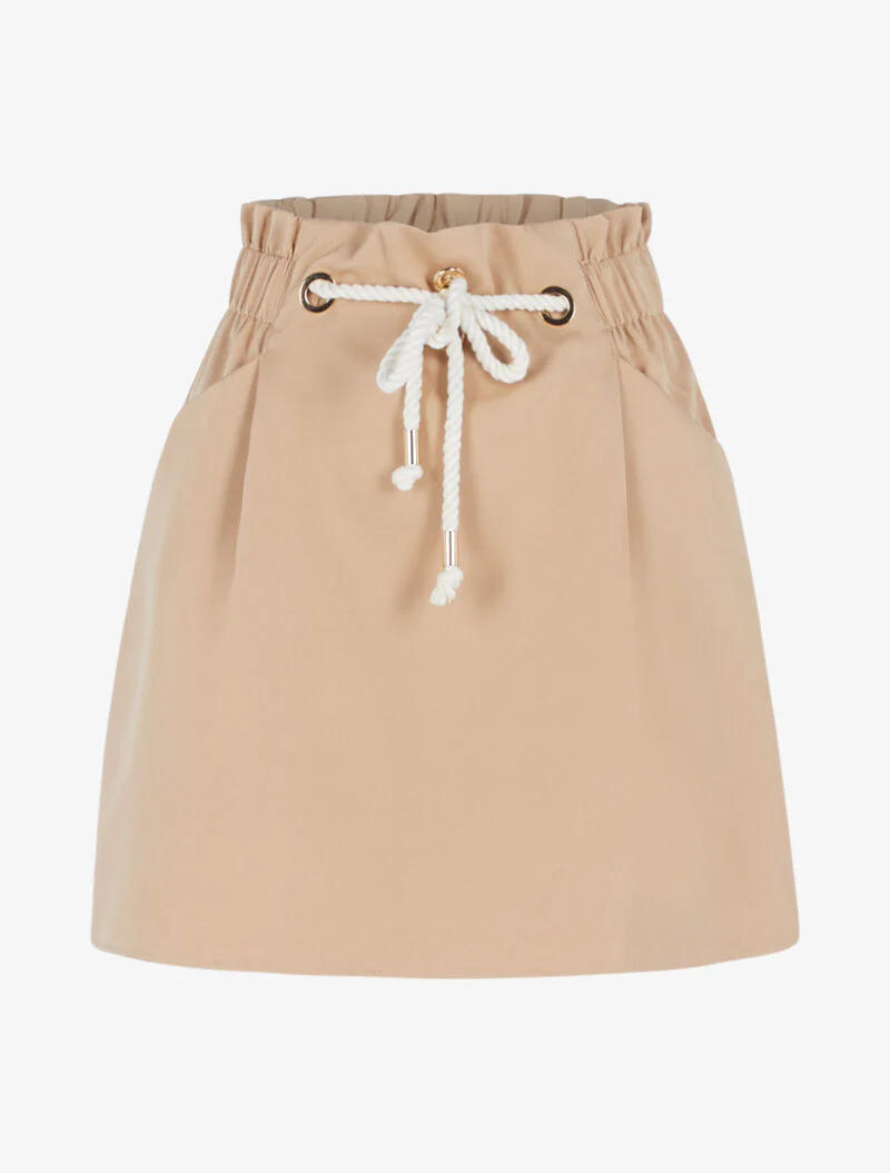 Jupe unie à cordon décoratif - beige