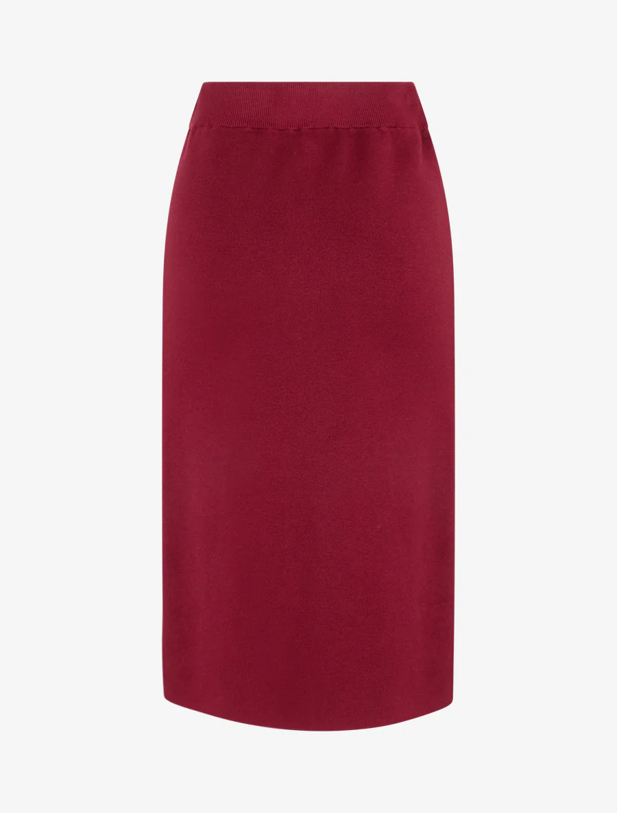 Jupe unie en maille asymétrique - Bordeaux - Image 2