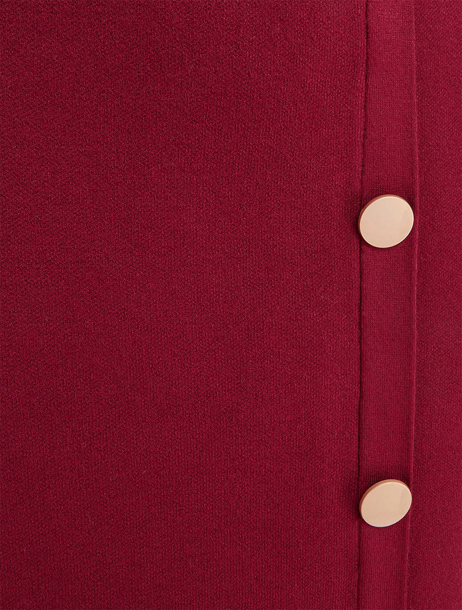 Jupe unie en maille asymétrique - Bordeaux - Image 3