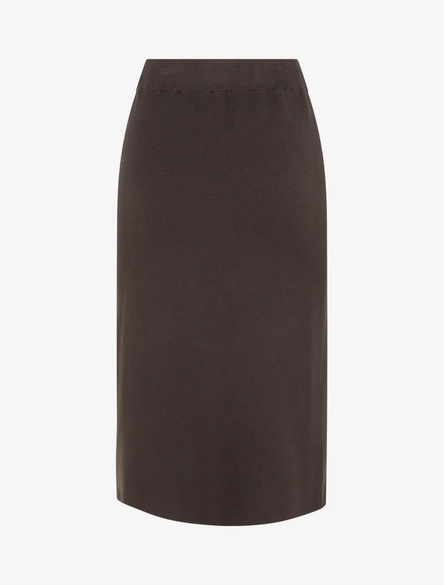 Jupe unie en maille asymétrique - Marron foncé - Image 2