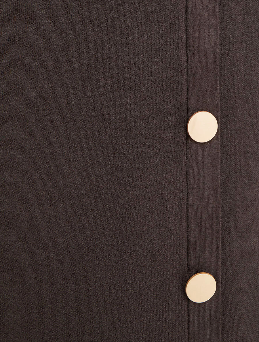 Jupe unie en maille asymétrique - Marron foncé - Image 3