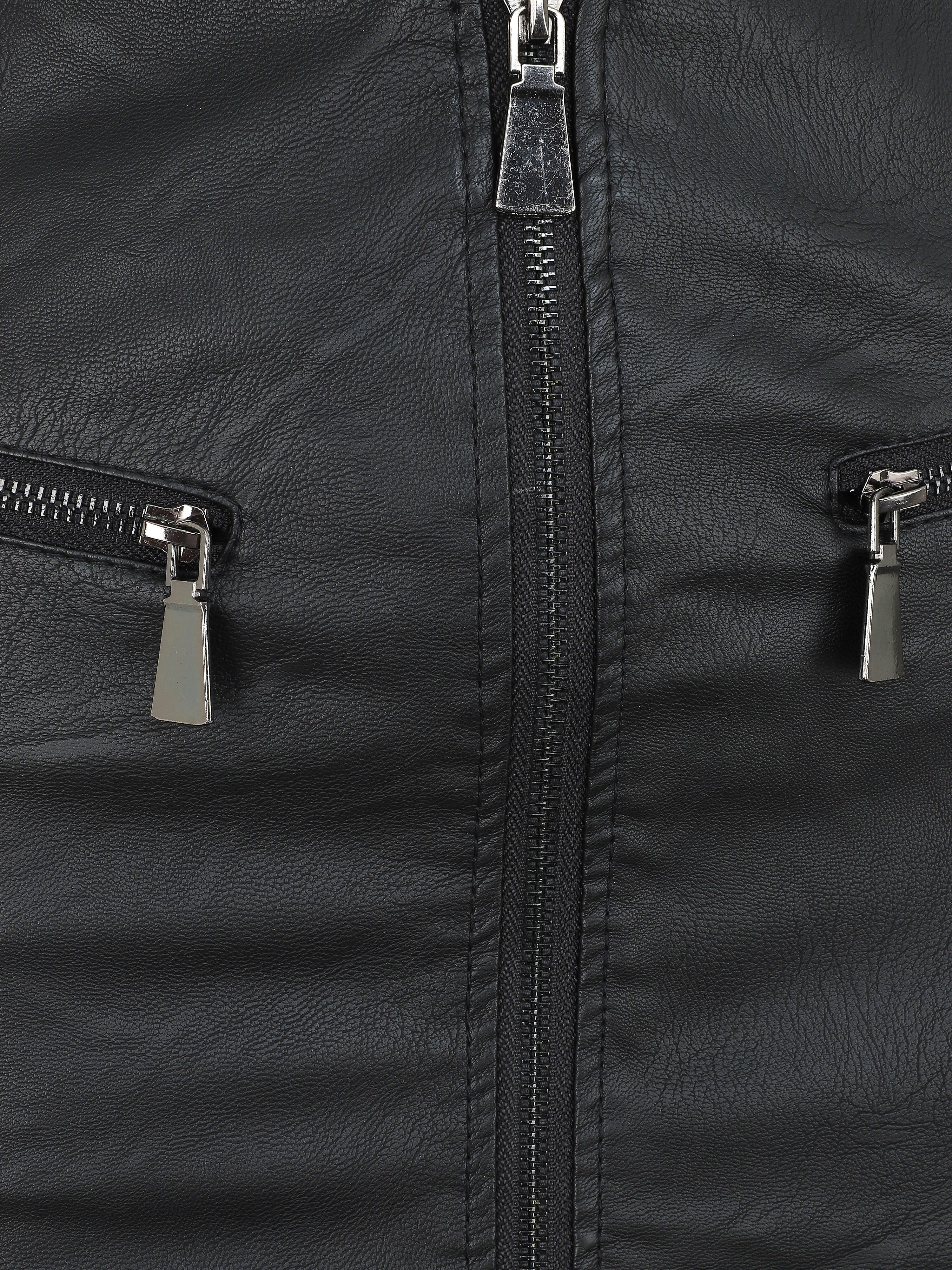 Jupe zippée en simili - Noir - Image 3
