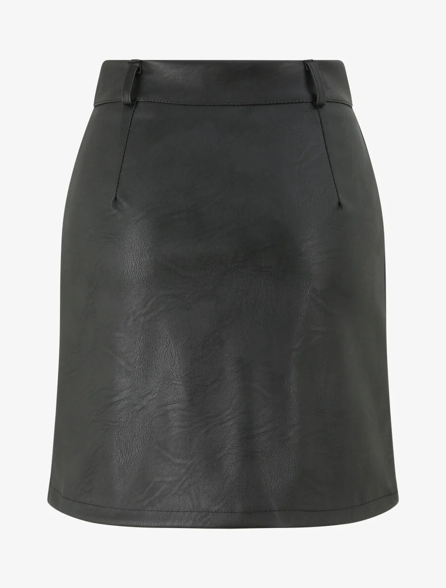 Jupe zippée en simili - Noir - Image 2