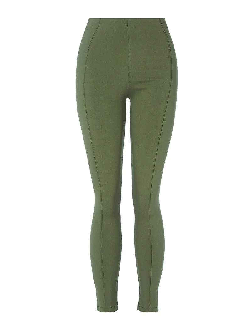 Legging à couture surpiquée - kaki