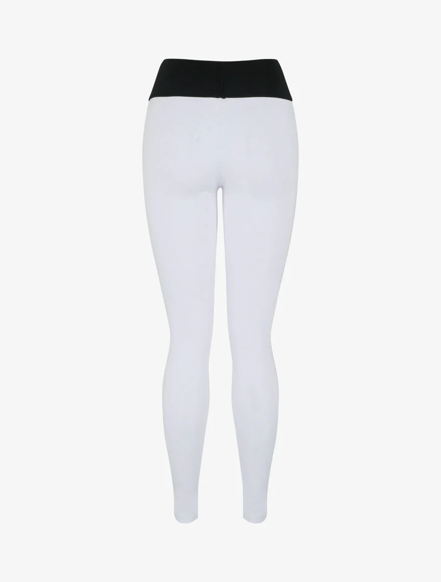 Legging à taille texturée et à petits zips - Blanc - Image 2