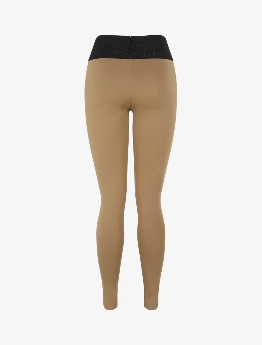 Legging à taille texturée et à petits zips - Taupe - Image 2