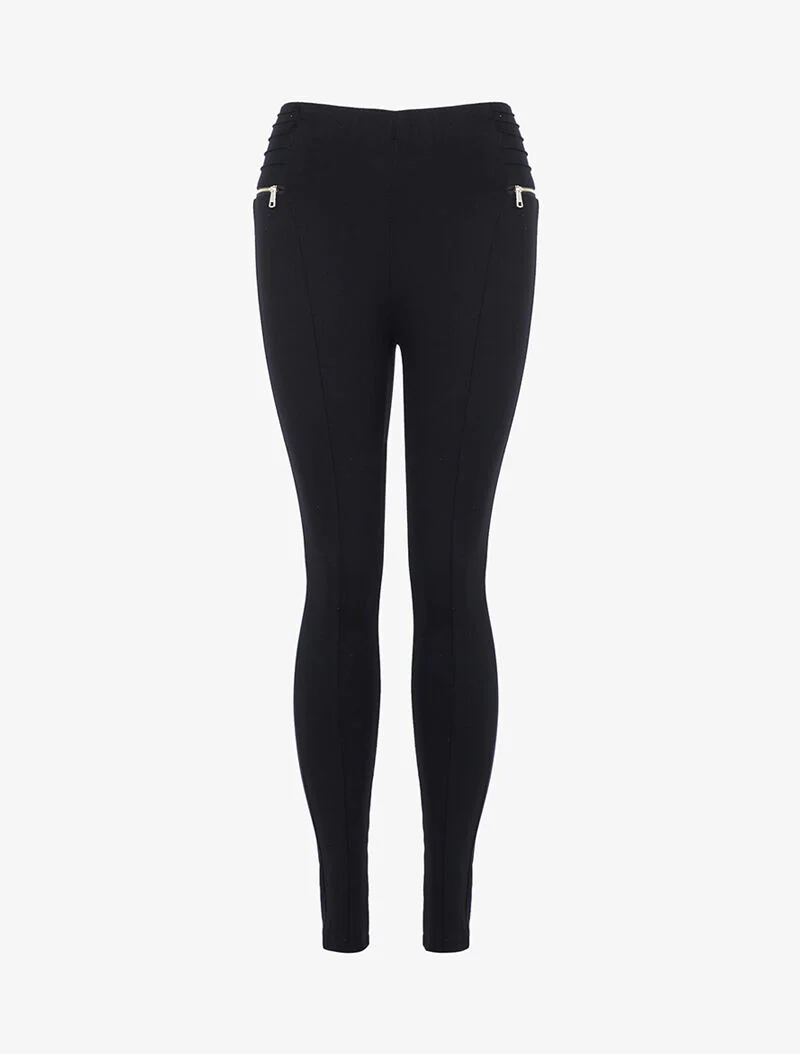 Legging à zips contrastants - noir