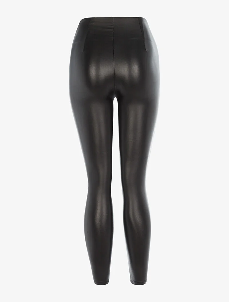 Legging enduit à surpiqûres - noir - Image 2