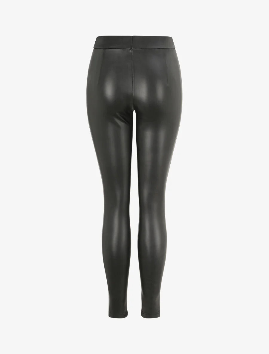 Legging grande taille stretch en simili - Noir - Image 2