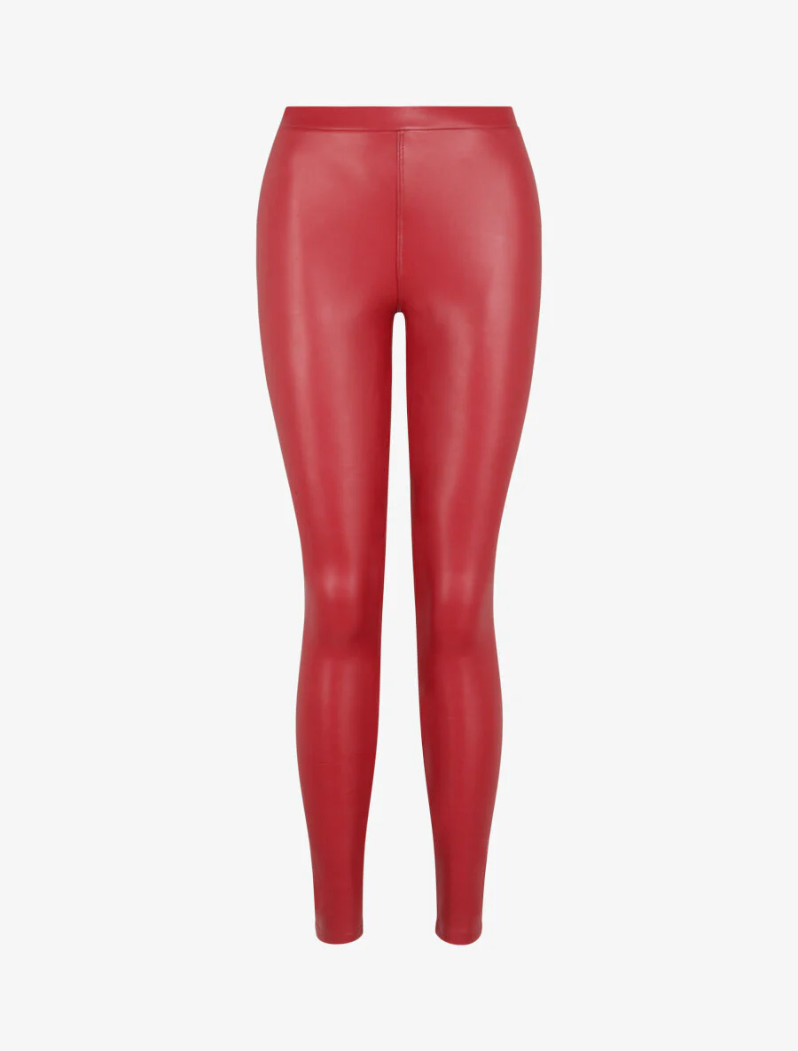 Legging stretch en simili - Rouge