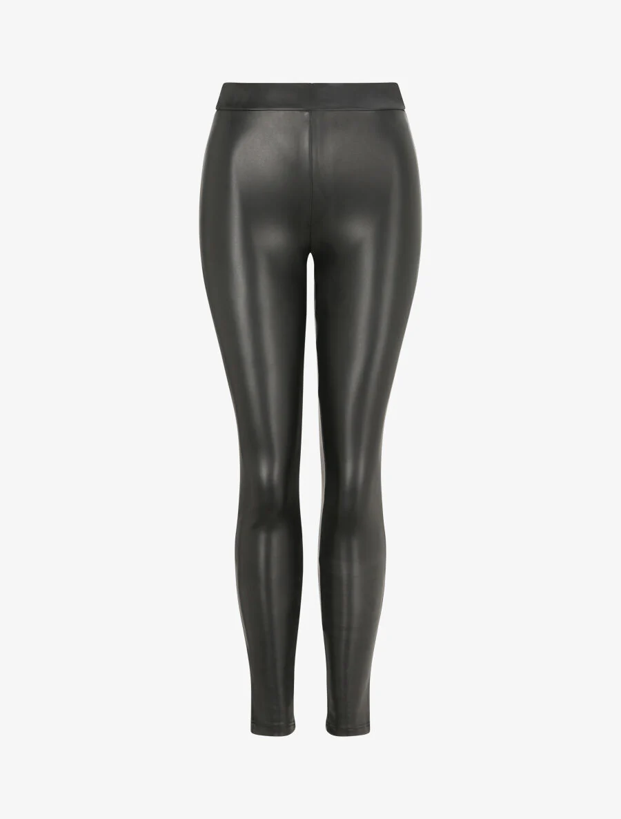 Legging stretch en simili - Noir