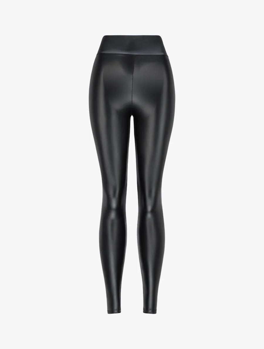 Legging taille haute en simili - Noir - Image 2
