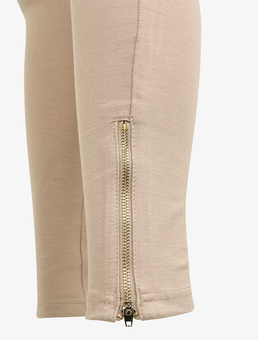 Legging ultra skinny à chevilles zippées - Beige - Image 3