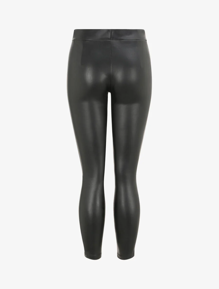 Legging uni en simili - Noir - Image 2