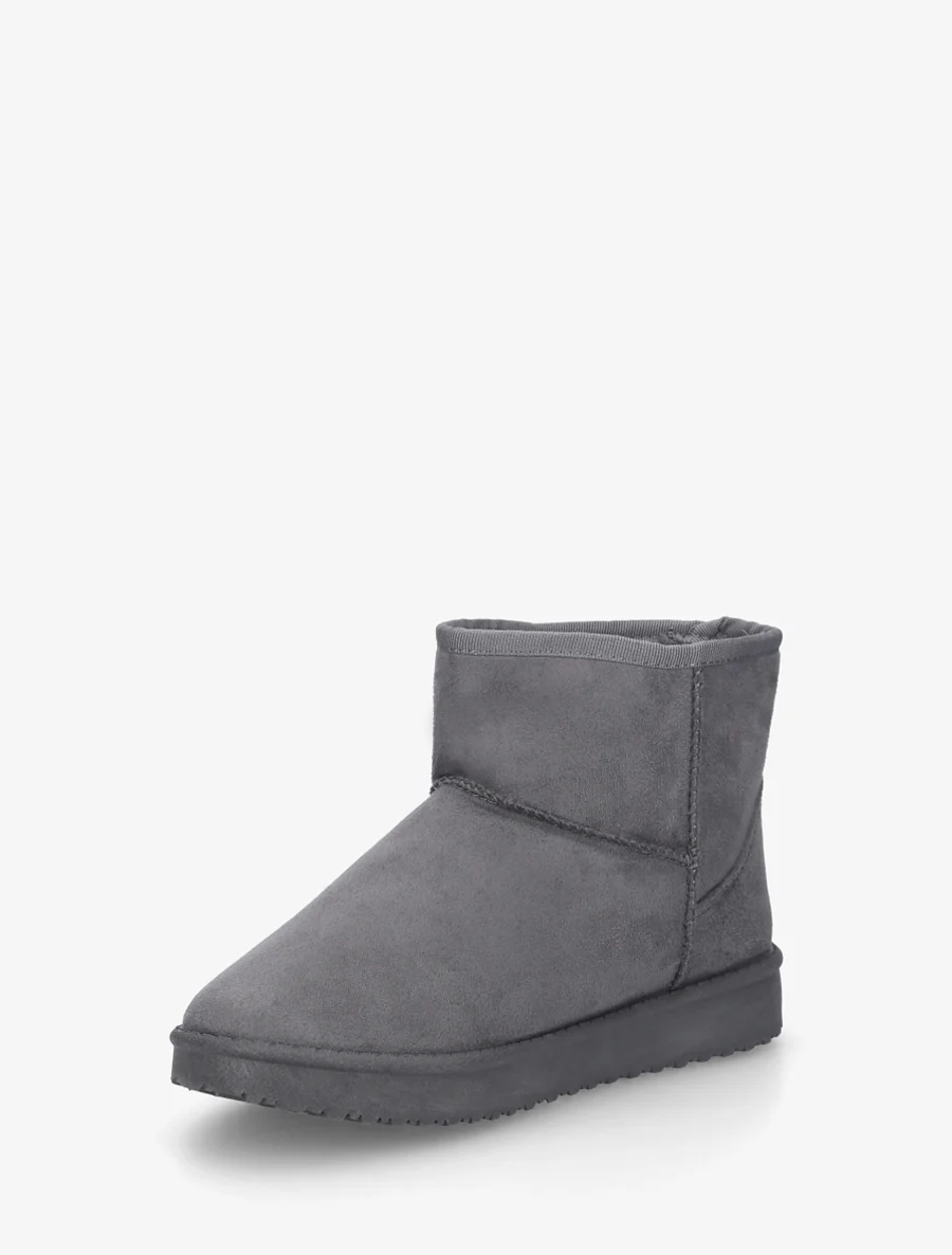 Low boots unies en suédine - Gris - Image 3