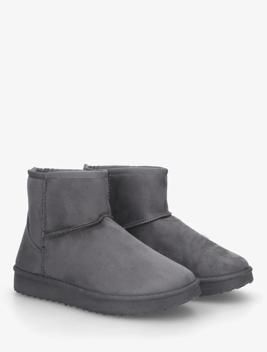 Low boots unies en suédine - Gris - Image 4