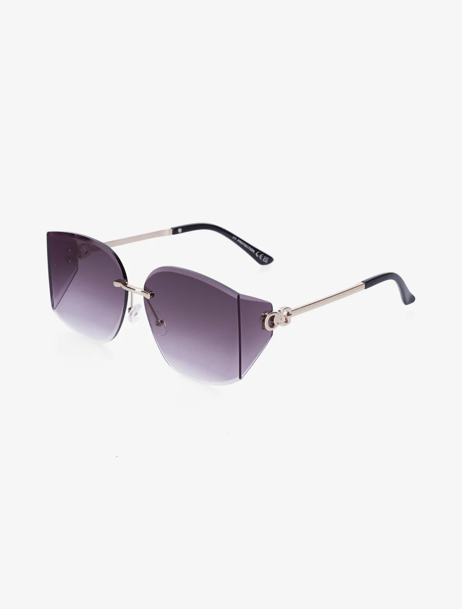 Lunettes de soleil à branches métalliques et verres dégradés - Mauve