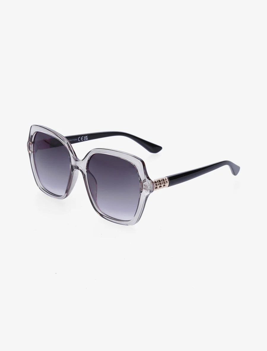 Lunettes de soleil arrondies oversize - Gris clair