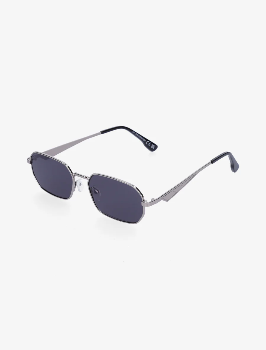 Lunettes de soleil rectangulaires à branches métalliques - Noir/argent